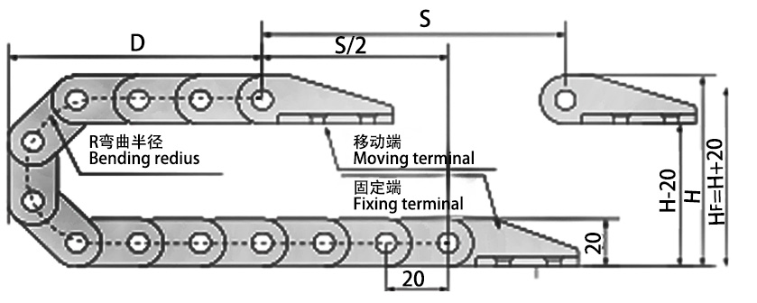 15系列微小型拖链主要技术参数图